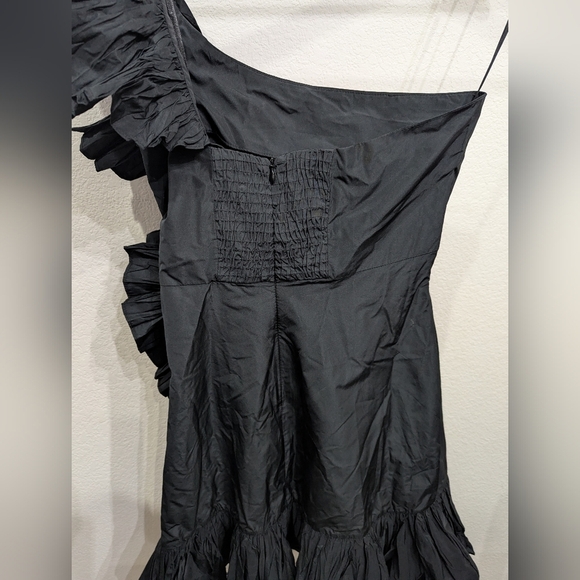 NWT ZARA Woman Ruffle One Shoulder Black Evening Cocktail Dress, Size M - Picture 7 of 8